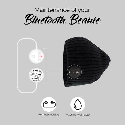 Blu Toque Wide Ribbed Bluetooth Beanie - Charcoal Black | Caseco Inc. (Washable)