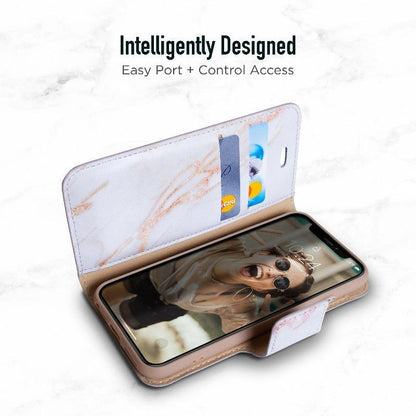 iPhone X & iPhone XS Folio Wallet Case - Marble Wallet - Gold - Design